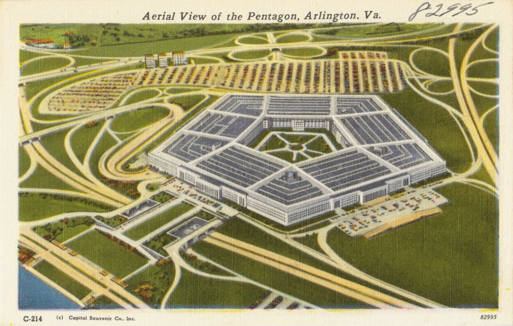 Vintage postcard of the Pentagon in Arlington, Virginia